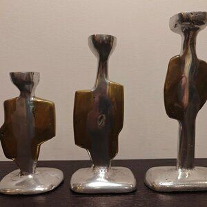 Set of 3 Brutalist-Style Candle Holders